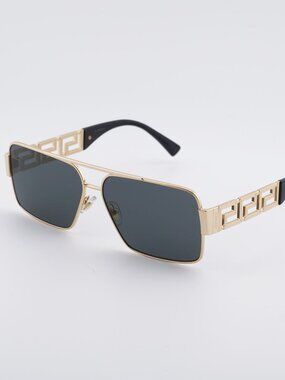 Versace VE2290 100287 Sunglasses Gold Rectangle Frame, Grey Lenses